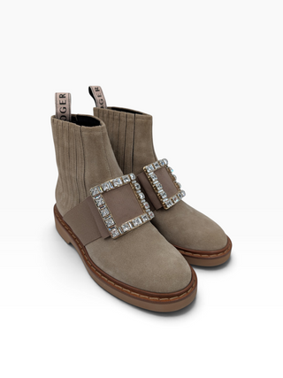 Beige Suede Leather Viv' Rangers Boots