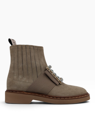 Beige Suede Leather Viv' Rangers Boots