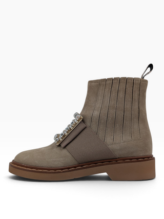 Beige Suede Leather Viv' Rangers Boots