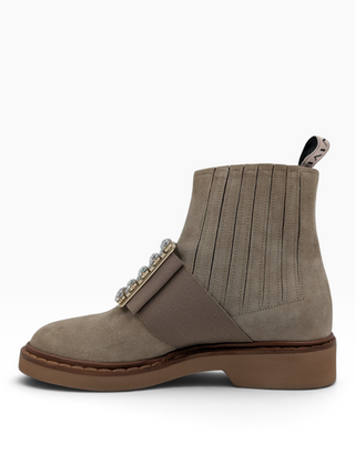Beige Suede Leather Viv' Rangers Boots