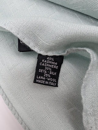 Turquoise Cashmere Scarf With H Monogram Stitching