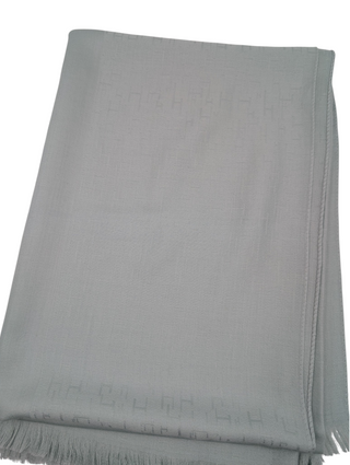 Turquoise Cashmere Scarf With H Monogram Stitching