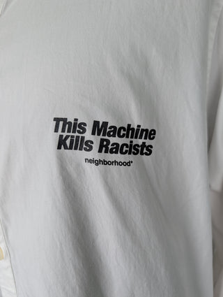 White Cotton Dress Shirt With Text
