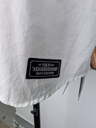 White Cotton Dress Shirt With Text