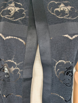 Black Openwork Camellia Cardigan
