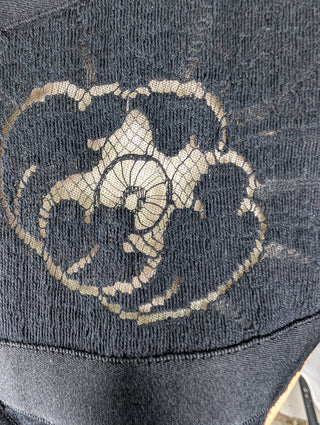 Black Openwork Camellia Cardigan