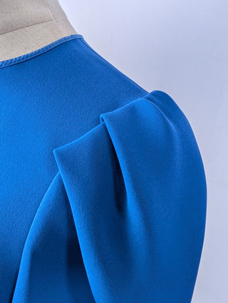 Blue Short Sleeved Top With Puffy Shoulders