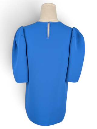 Blue Short Sleeved Top With Puffy Shoulders