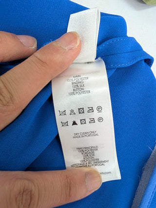 Blue Short Sleeved Top With Puffy Shoulders