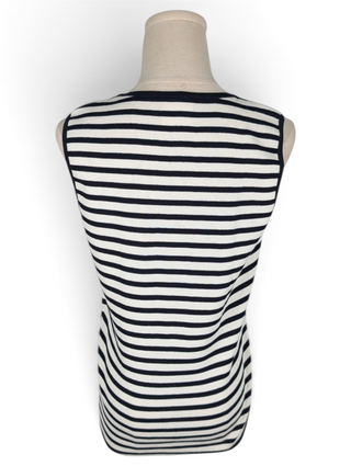 Black And White Striped Cotton Sleeveless Top