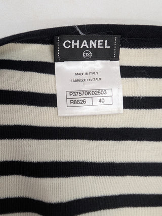 Black And White Striped Cotton Sleeveless Top