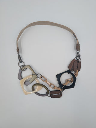 Mixed Material Geometric Statement Necklace