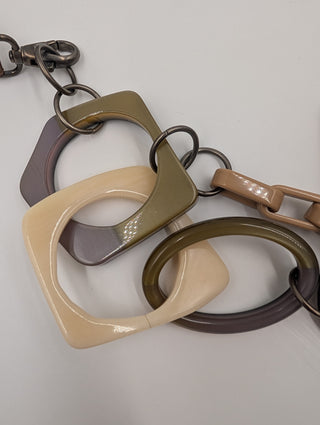 Mixed Material Geometric Statement Necklace