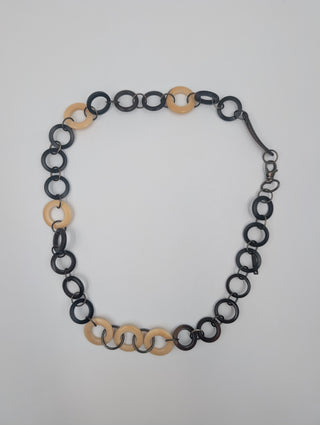 Mixed Material Ring Necklace