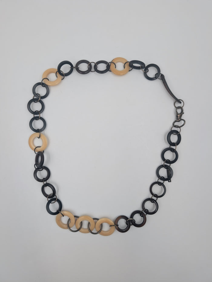 Mixed Material Ring Necklace