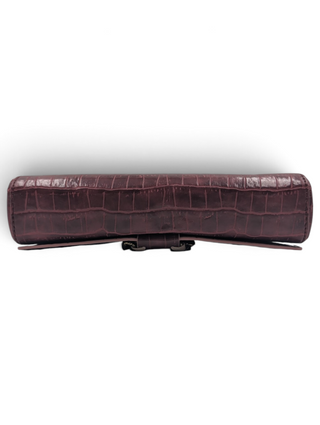 Burgundy Snakeskin Clutch With Shoulder Chain