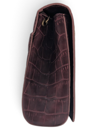 Burgundy Snakeskin Clutch With Shoulder Chain
