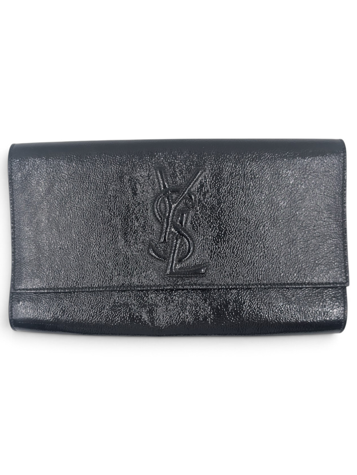 Black Patent Leather "Belle De Jour" Clutch With Brand Logo