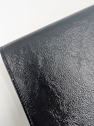 Black Patent Leather "Belle De Jour" Clutch With Brand Logo