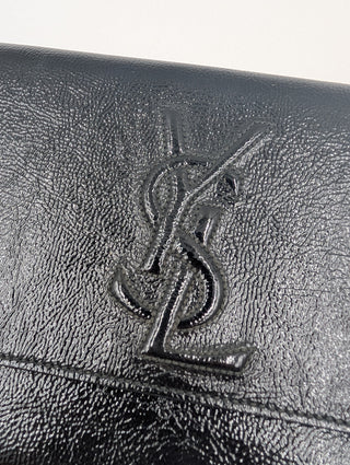 Black Patent Leather "Belle De Jour" Clutch With Brand Logo