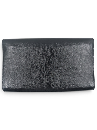 Black Patent Leather "Belle De Jour" Clutch With Brand Logo