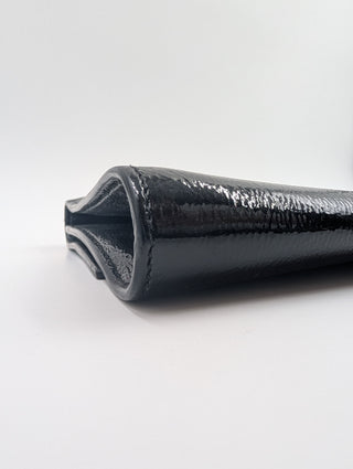 Black Patent Leather "Belle De Jour" Clutch With Brand Logo