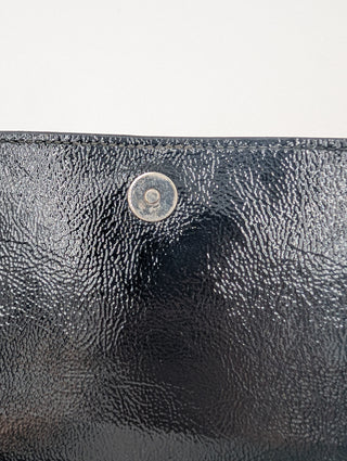 Black Patent Leather "Belle De Jour" Clutch With Brand Logo