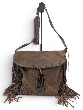 Brown Suede Tatum Fringe Hobo Bag