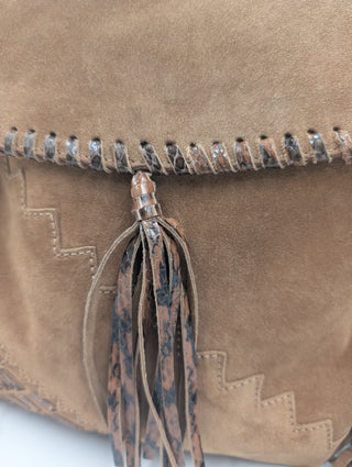 Brown Suede Tatum Fringe Hobo Bag