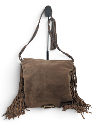 Brown Suede Tatum Fringe Hobo Bag
