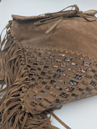 Brown Suede Tatum Fringe Hobo Bag