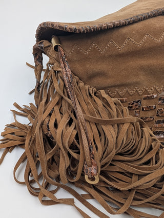 Brown Suede Tatum Fringe Hobo Bag