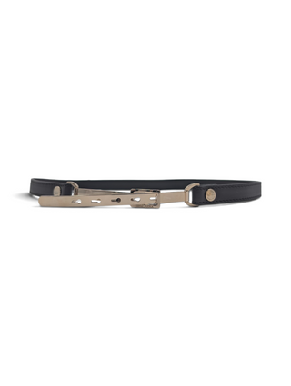 Brown Skinny Leather Belt With Gold Tone Hardware