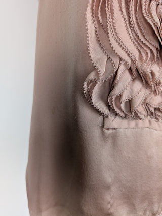 Dusty Rose Ruffles Sleeveless Silk Top