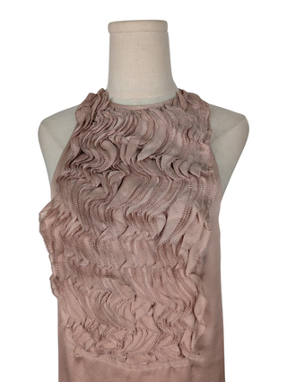 Dusty Rose Ruffles Sleeveless Silk Top