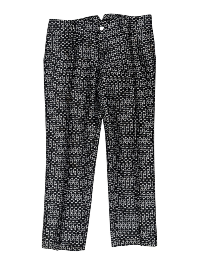 Black And Silver Pattern Cropped Pants