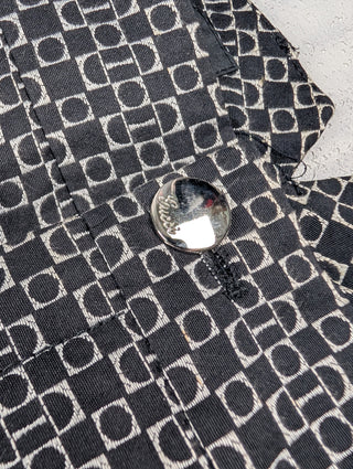 Black And Silver Pattern Cropped Pants