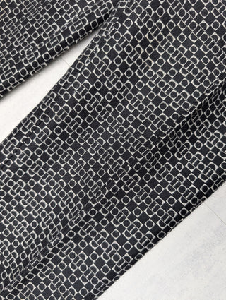 Black And Silver Pattern Cropped Pants