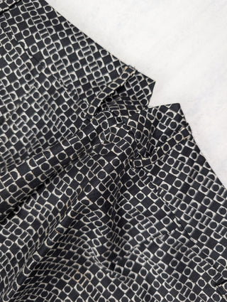 Black And Silver Pattern Cropped Pants