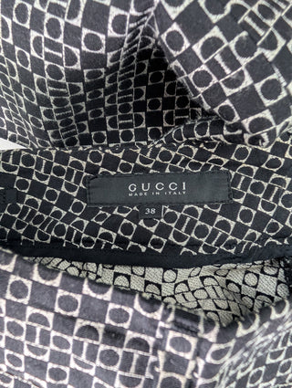 Black And Silver Pattern Cropped Pants