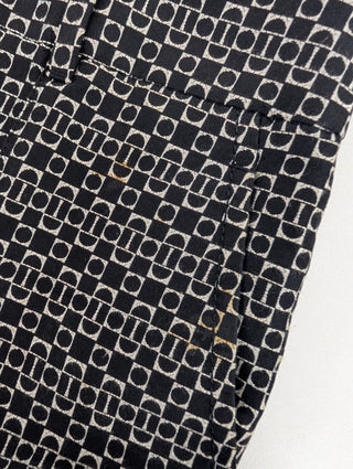 Black And Silver Pattern Cropped Pants