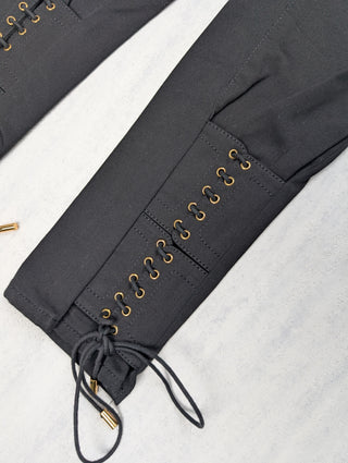 Black Jeans With Lacing At The Bottom