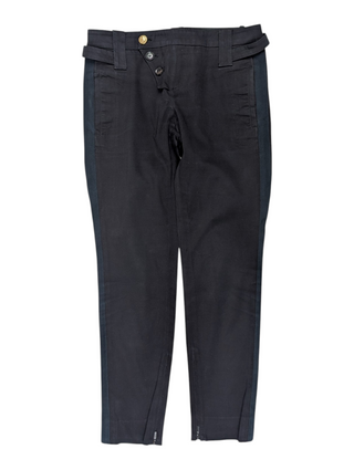 Black Cotton Pants With Brass Buckles
