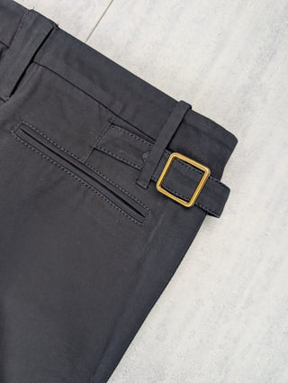 Black Cotton Pants With Brass Buckles