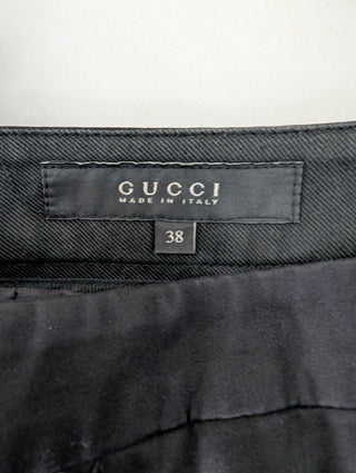 Black Cotton Pants With Brass Buckles
