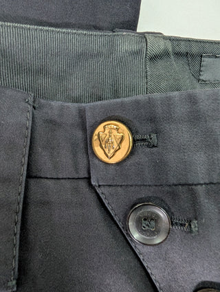 Black Cotton Pants With Brass Buckles