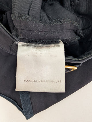 Black Cotton Pants With Brass Buckles