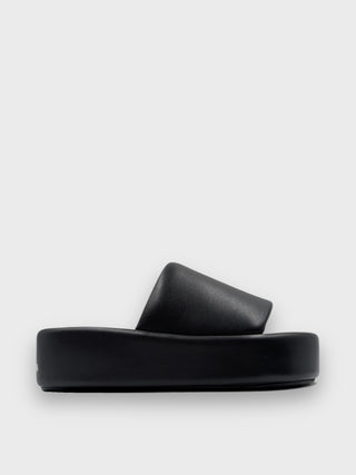 Balenciaga Black Open Toe Platform Sliders