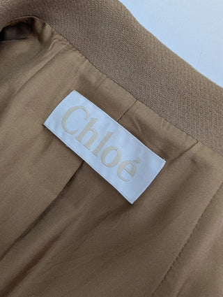 Beige Double Breasted Button Coat With Waistband