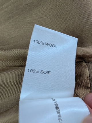 Beige Double Breasted Button Coat With Waistband